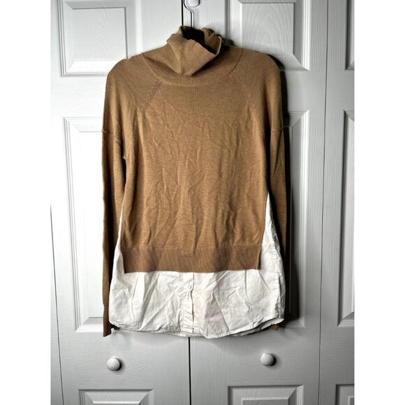 KF/KaufmanFranco Collective Tan Wool Blend Turtleneck Sweater Women's Medium M - Picture 9 of 9
